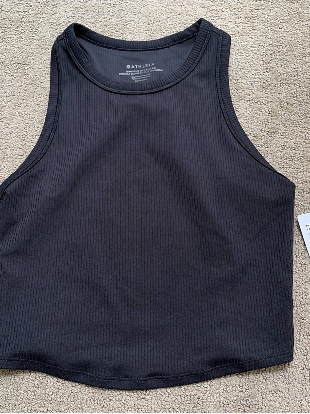 Athleta black transcend Ribbed Crop Tank XS new NWT cropped race back